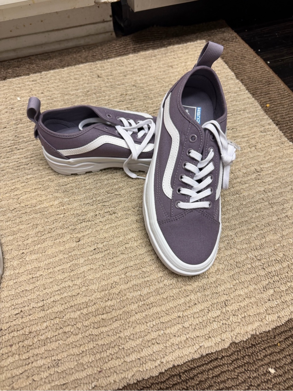 Vans Lavender Canvas Low-Top Sneakers with White Side Stripe